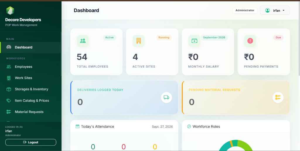 Decore Developers Management App Preview